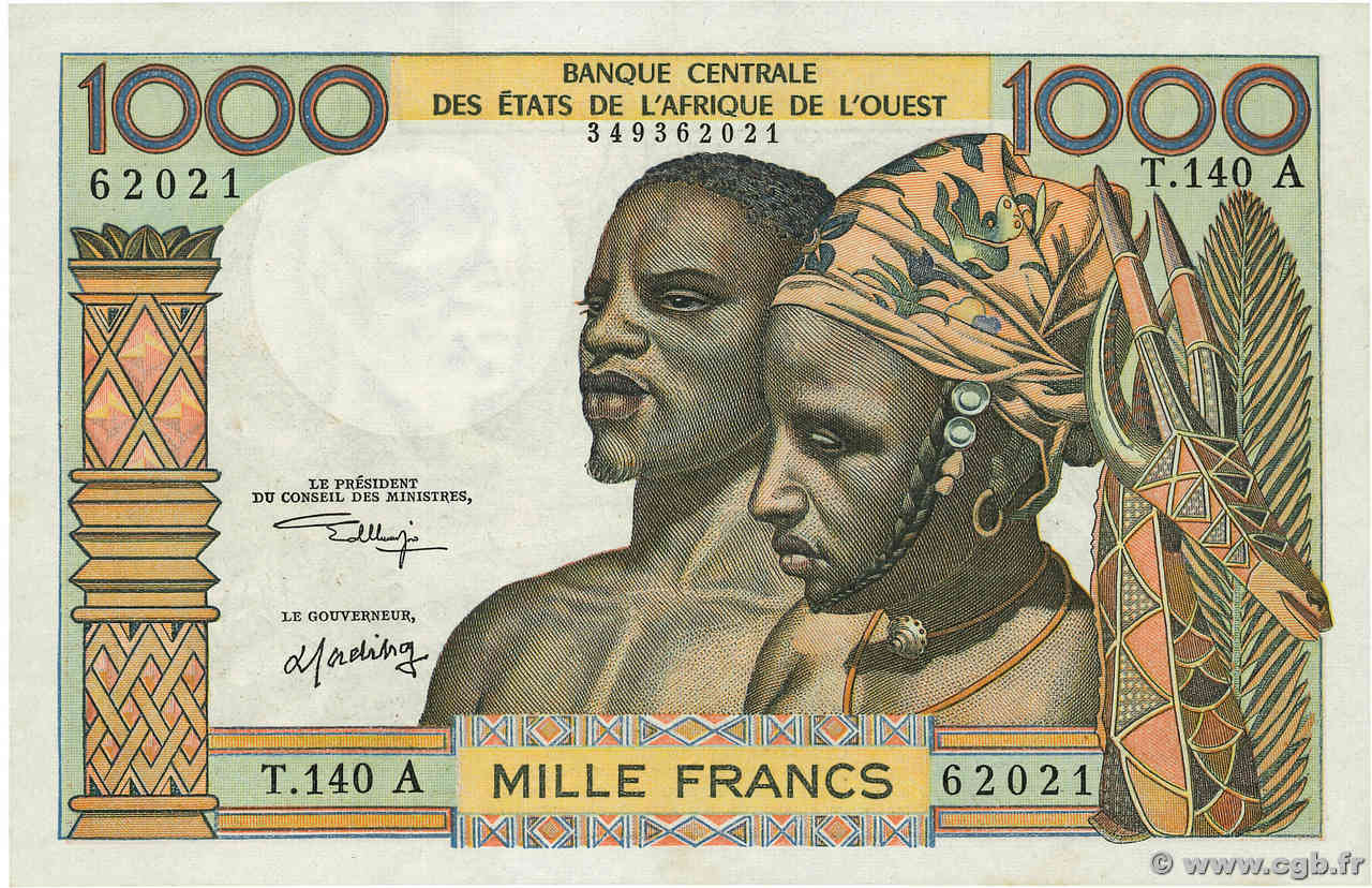 1000 Francs ÉTATS DE L AFRIQUE DE L OUEST  1973 P.103Ak SUP
