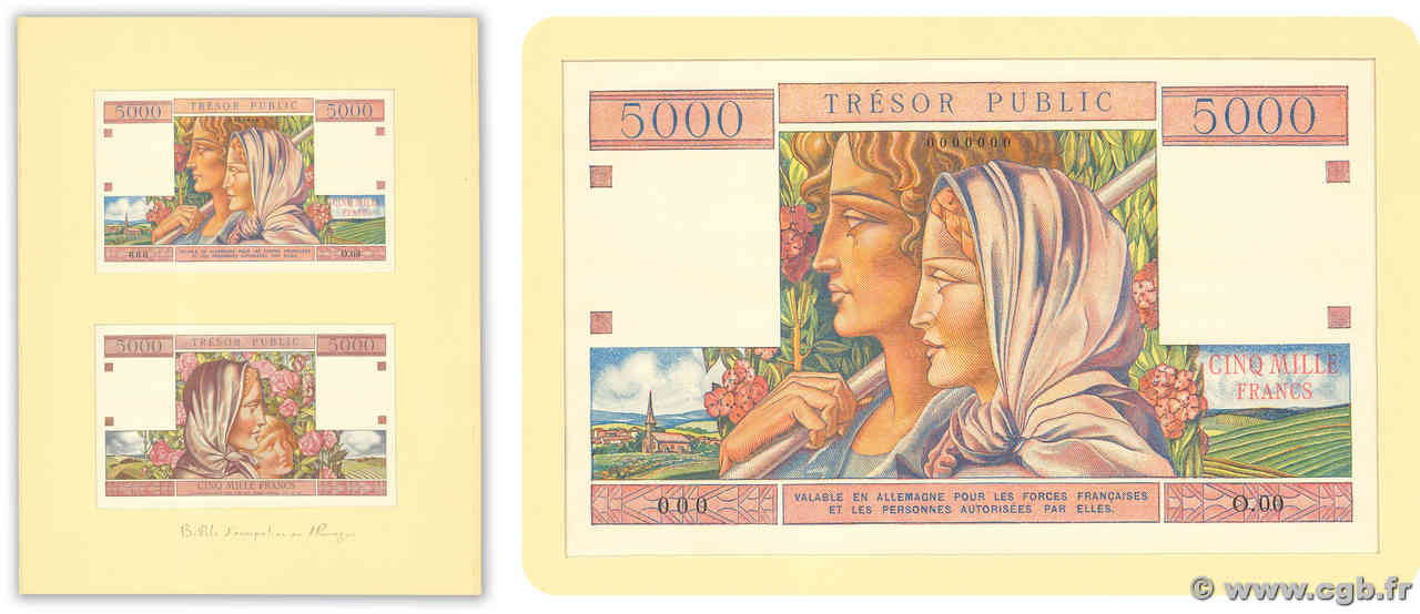 5000 Francs TRÉSOR PUBLIC Épreuve FRANCE  1955 VF.36.00E NEUF