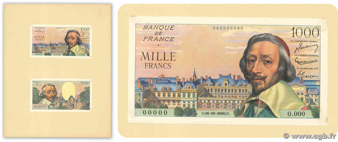 1000 Francs RICHELIEU Épreuve FRANCE  1953 F.42.00E SPL