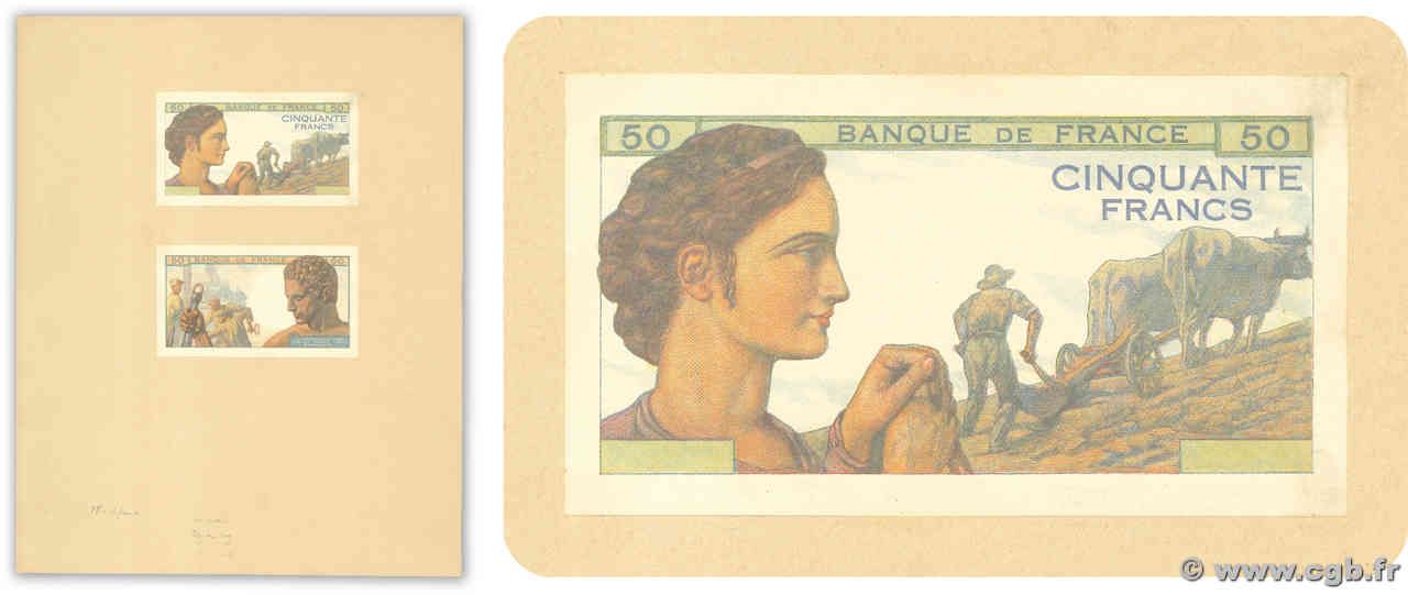 50 Francs LABOUREUR ET INDUSTRIE Non émis FRANCIA  1943 NE.1943 AU