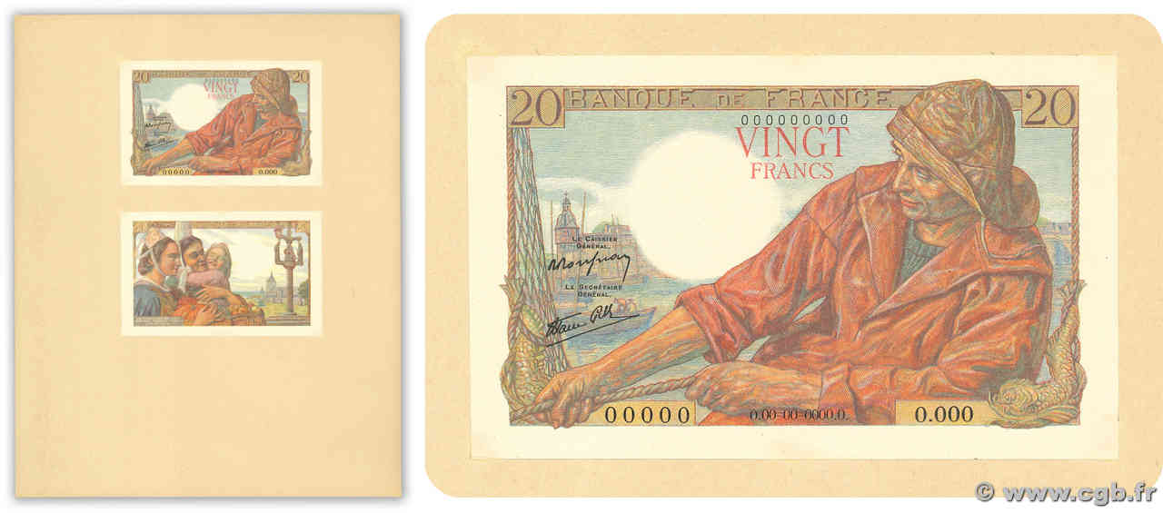 20 Francs PÊCHEUR Épreuve FRANCIA  1942 F.13.00E FDC