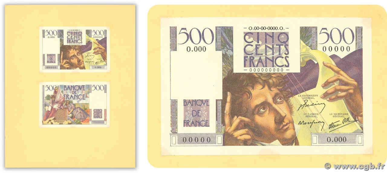 500 Francs CHATEAUBRIAND Épreuve FRANKREICH  1945 F.34.00E fST