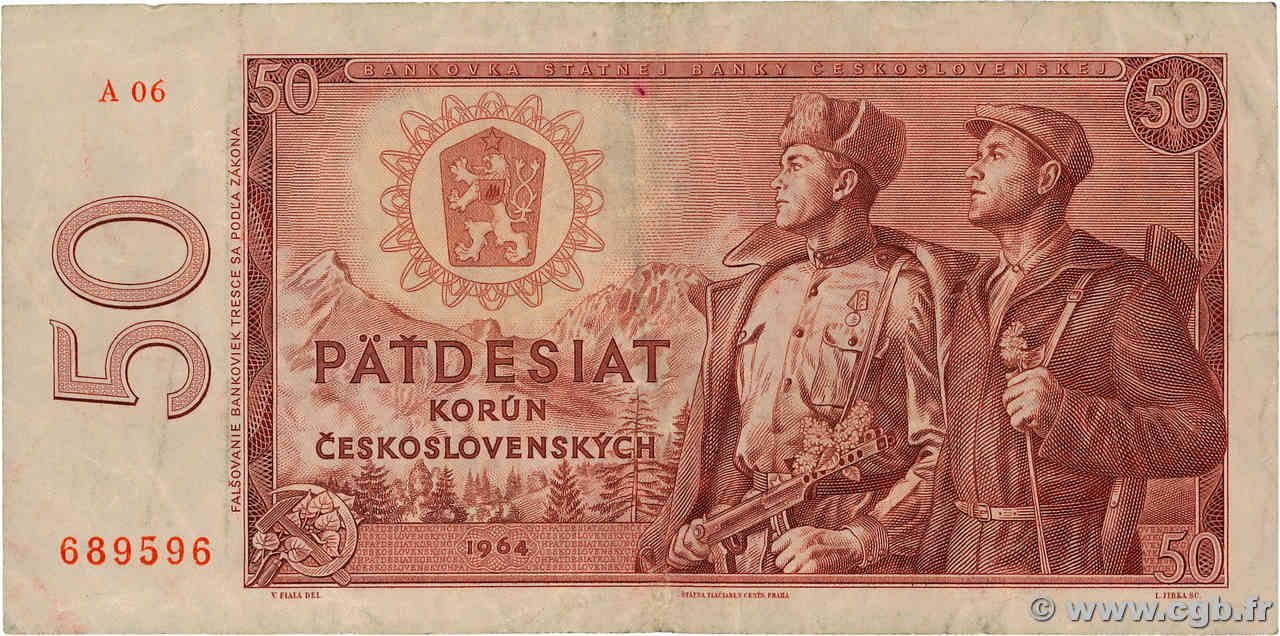 50 Korun CZECHOSLOVAKIA  1964 P.090a F
