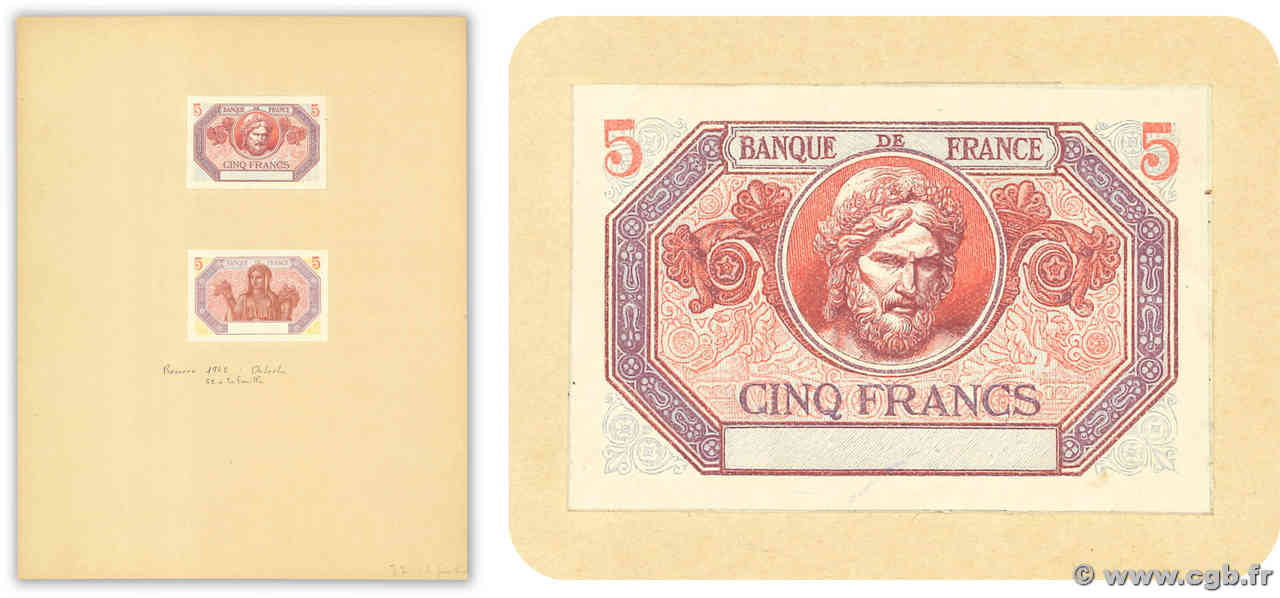 5 Francs ZEUS Non émis FRANCIA  1944 NE.1944 FDC