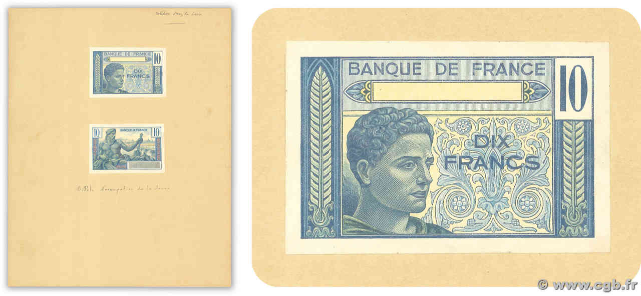 10 Francs ATHLÈTE GREC ou 10 Francs ROMAIN Non émis FRANCIA  1945 NE.1945 FDC