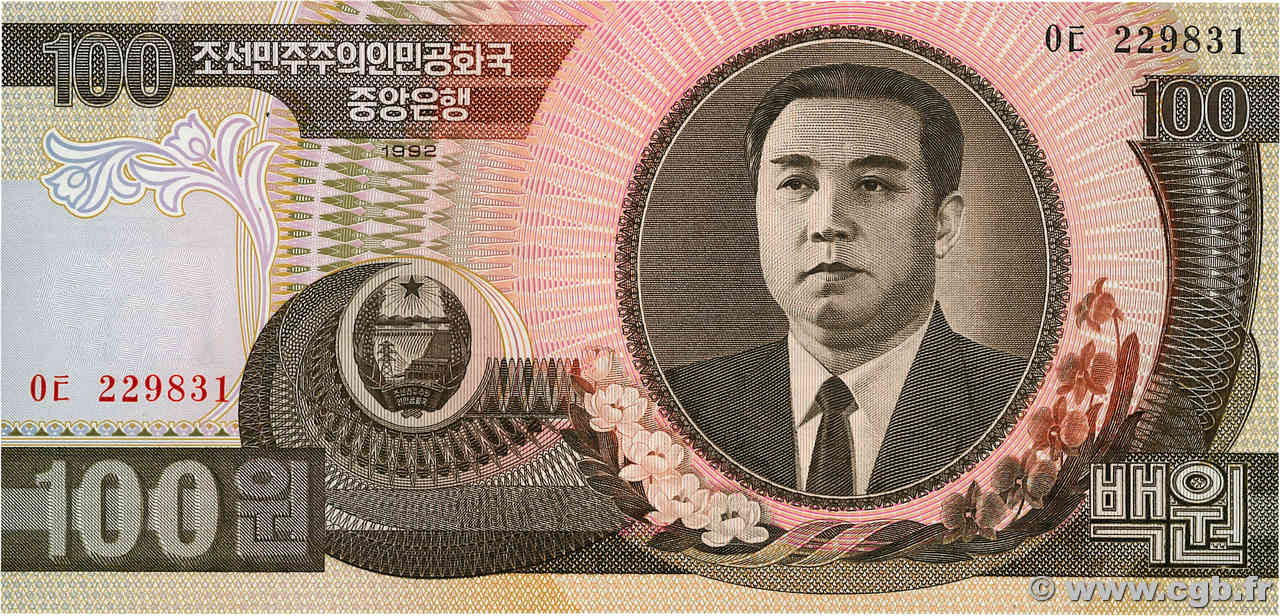 100 Won CORÉE DU NORD  1992 P.43a NEUF
