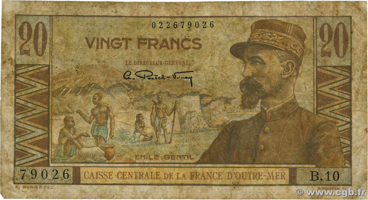 20 Francs Émile Gentil AFRIQUE ÉQUATORIALE FRANÇAISE  1946 P.22 SGE