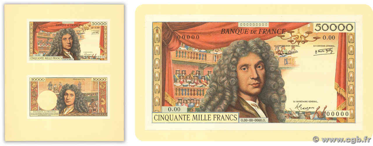 50000 Francs MOLIÈRE type 1958 Non émis FRANKREICH  1958 NE.1958 ST