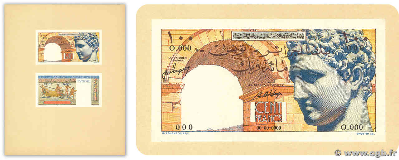 100 Francs Épreuve TUNISIA  1947 P.24E FDC