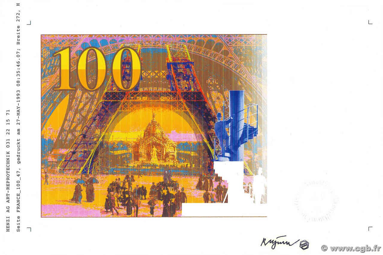 100 Francs EIFFEL Essai FRANKREICH  1993 NE.1993 ST