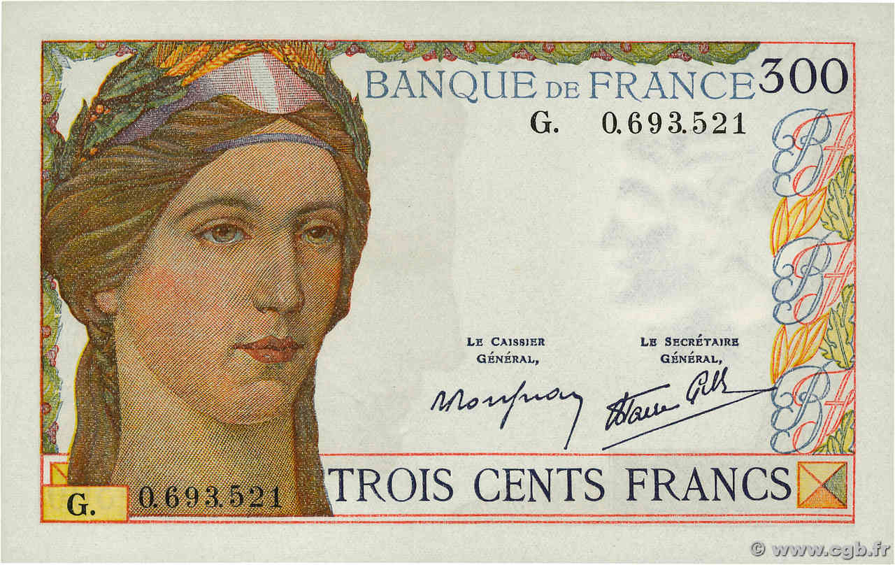 300 Francs FRANKREICH  1938 F.29.01 VZ