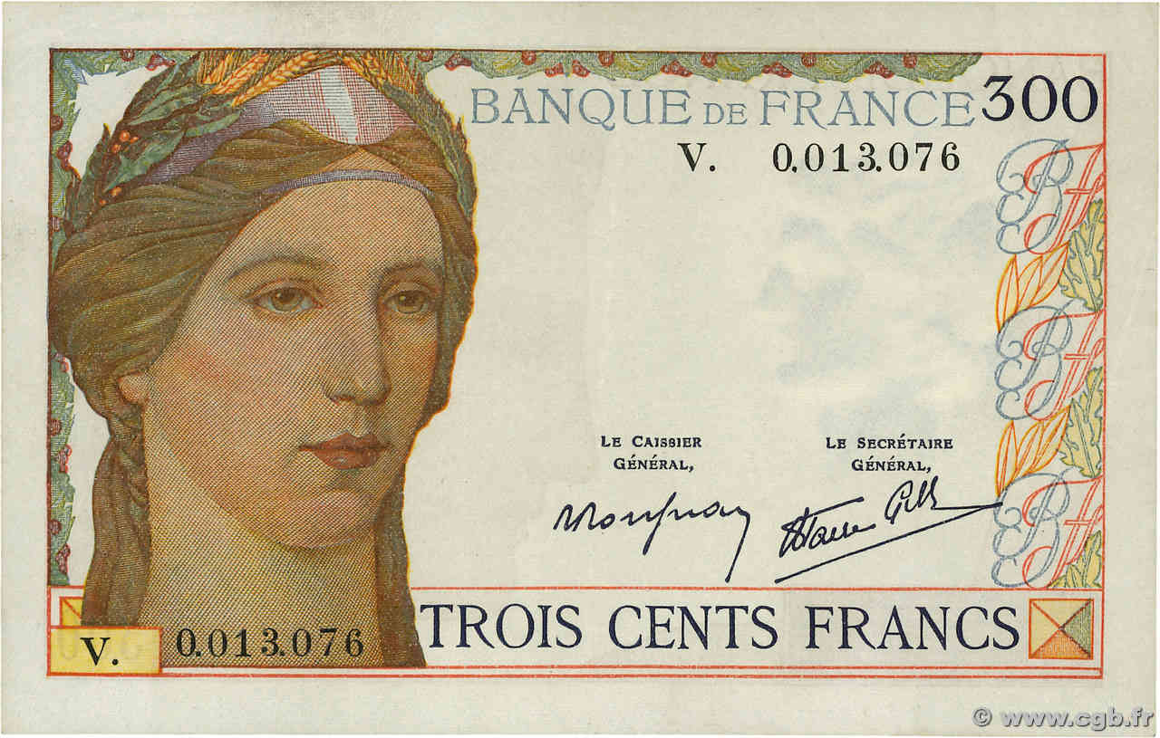 300 Francs FRANKREICH  1939 F.29.03 VZ