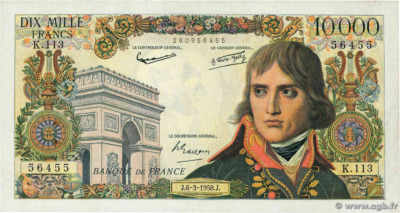 10000 Francs BONAPARTE FRANCIA  1958 F.51.11 BB