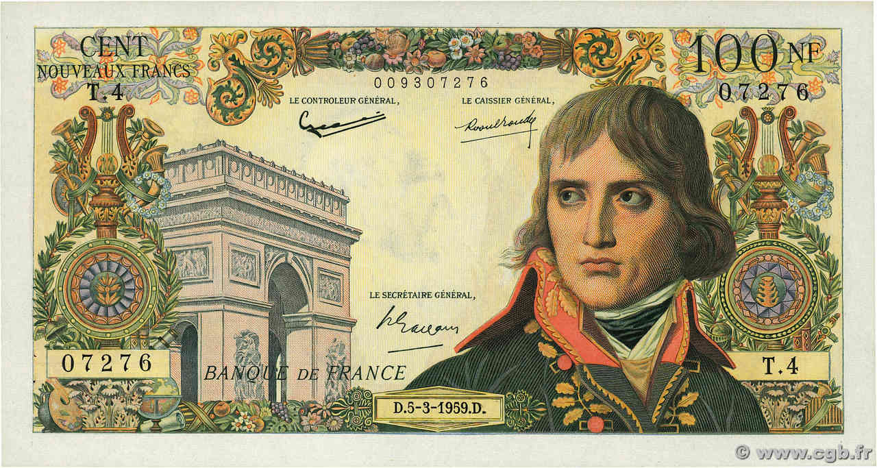 100 Nouveaux Francs BONAPARTE FRANCIA  1959 F.59.01 SPL