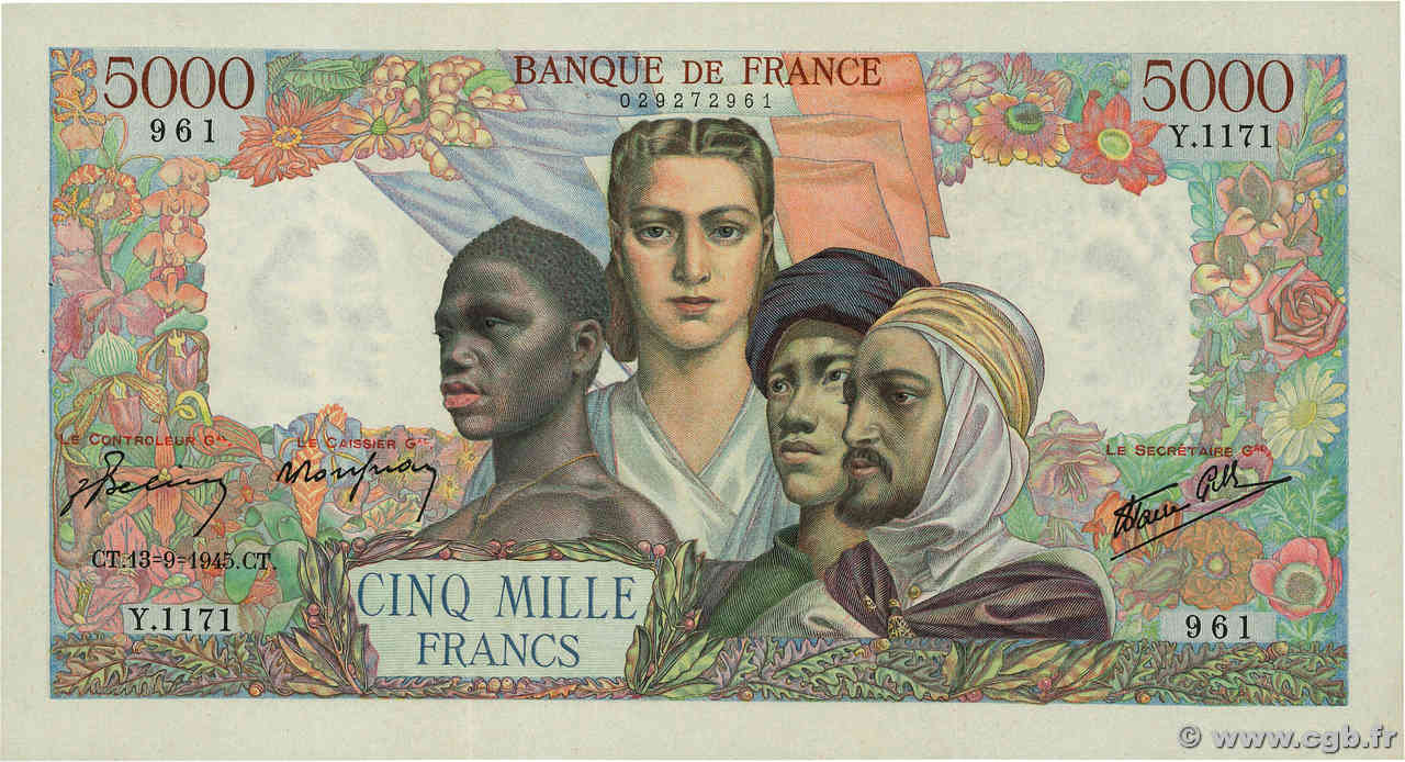 5000 Francs EMPIRE FRANÇAIS FRANCIA  1945 F.47.43 EBC