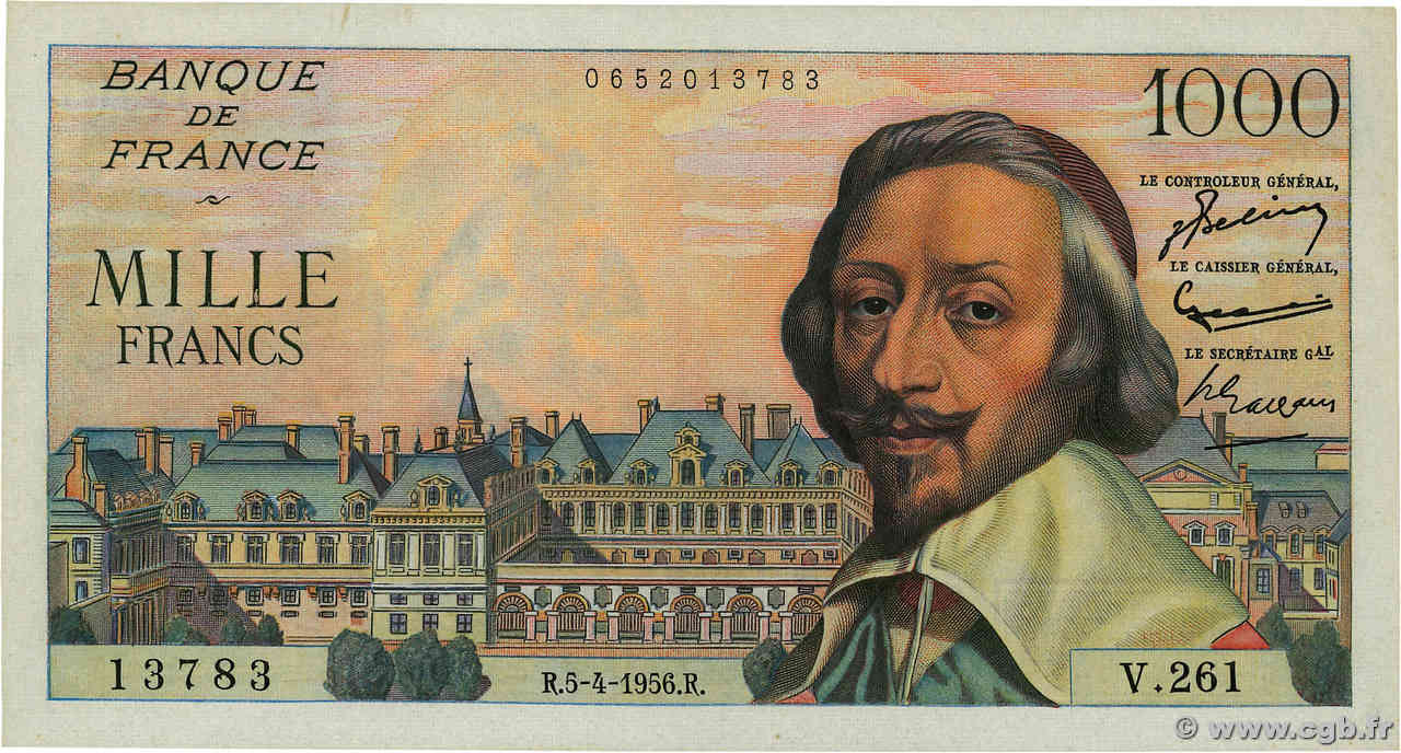 1000 Francs RICHELIEU FRANCIA  1956 F.42.20 SPL