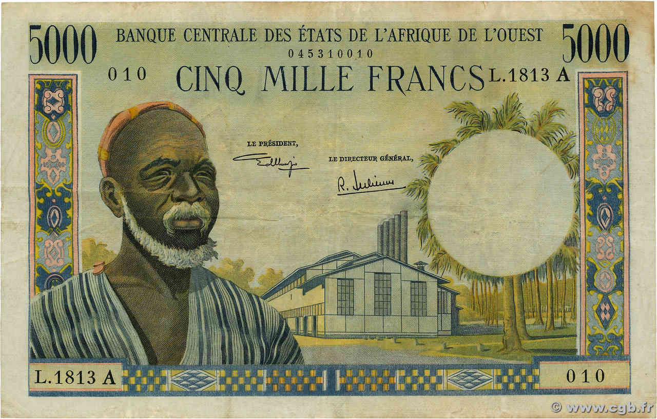 5000 Francs ÉTATS DE L AFRIQUE DE L OUEST  1975 P.104Ah TB+