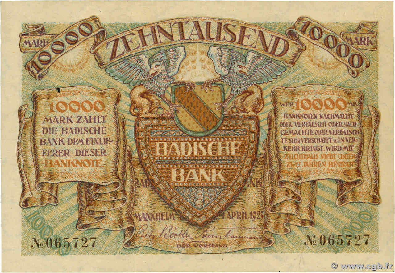 10000 Marks ALLEMAGNE Mannheim 1923 PS.0910 SUP