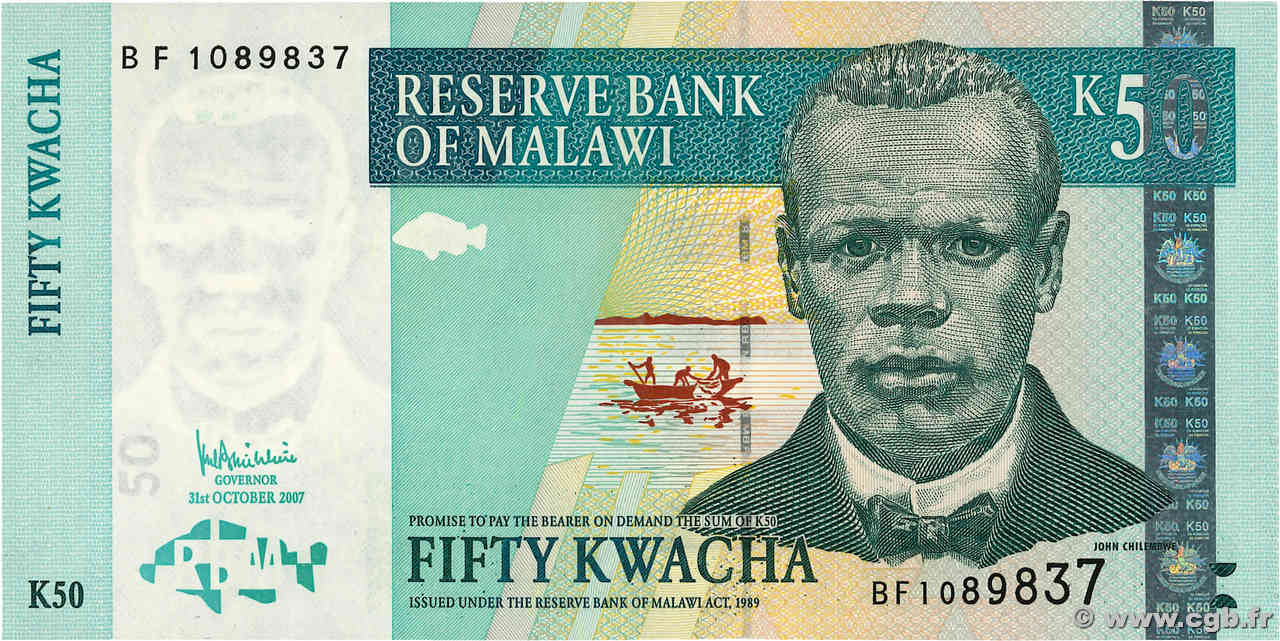 50 Kwacha MALAWI  2007 P.53c UNC