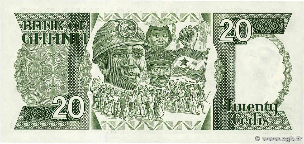 20 Cedis GHANA 1984 P.24a 515170 Banknotes