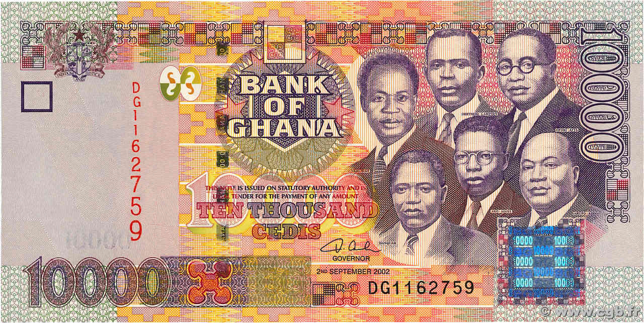 10000 Cedis GHANA  2002 P.35a fST+