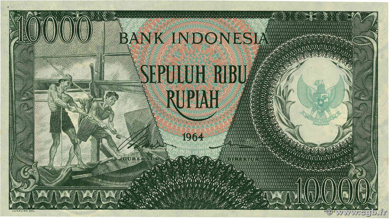 10000 Rupiah INDONÉSIE  1964 P.101b NEUF