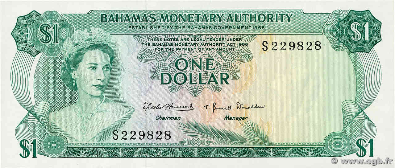 1 Dollar BAHAMAS  1968 P.27a fST