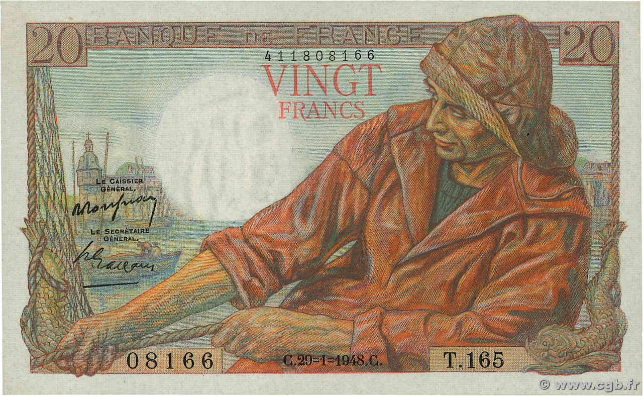 20 Francs PÊCHEUR FRANCE  1948 F.13.12 pr.SPL