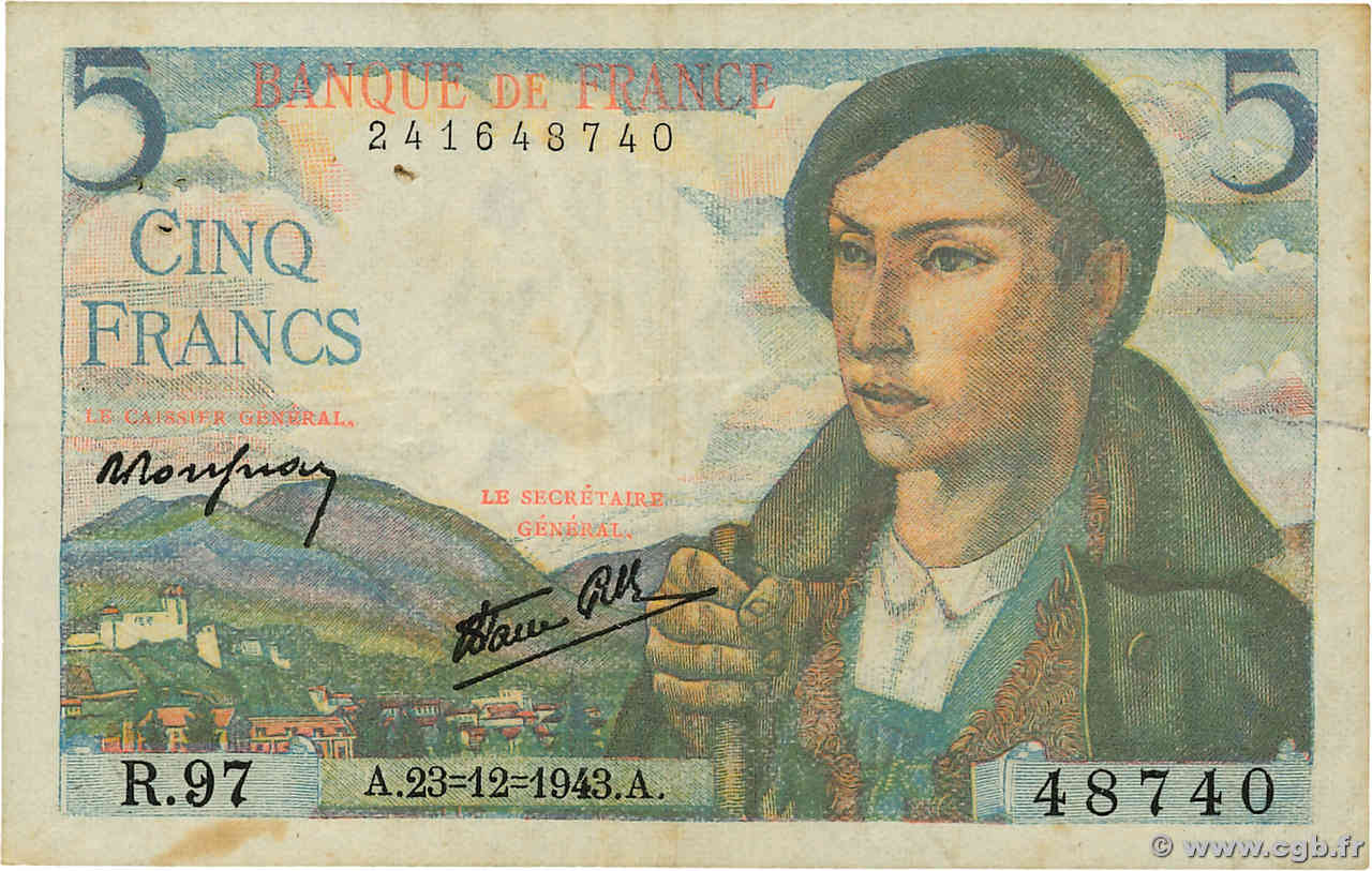 5 Francs BERGER FRANCIA  1943 F.05.05 q.BB