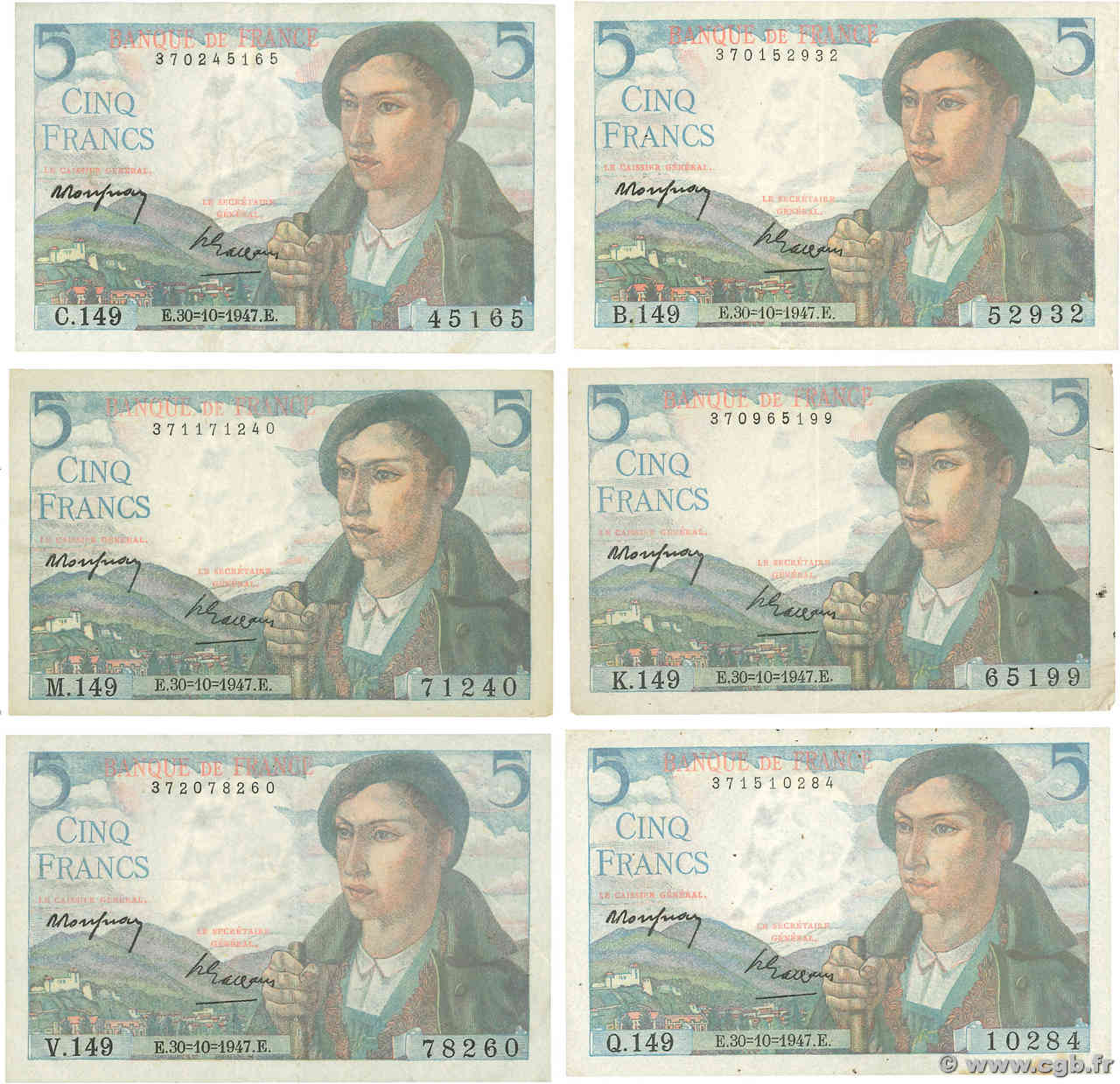 5 Francs BERGER Lot FRANCE  1947 F.05.07 TTB
