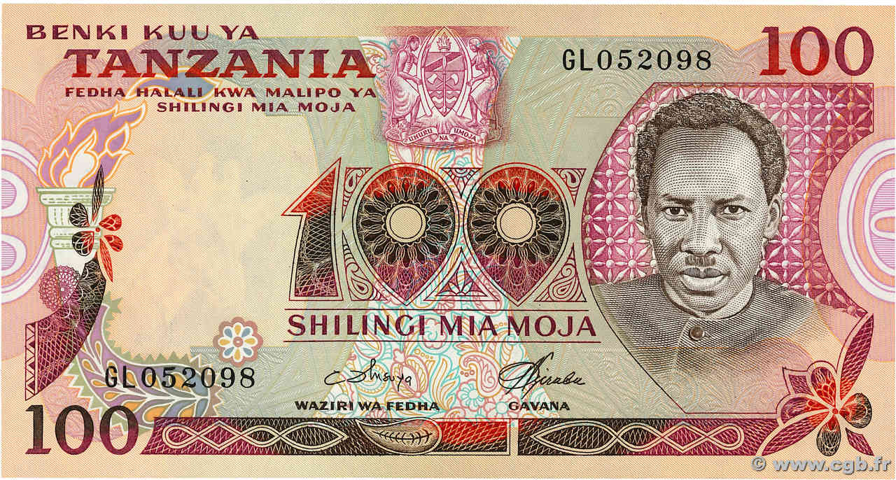 100 Shilingi TANSANIA  1977 P.08d ST