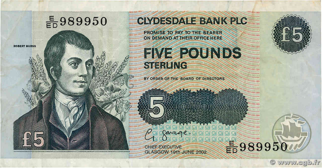 5 Pounds SCOTLAND  2002 P.218d F