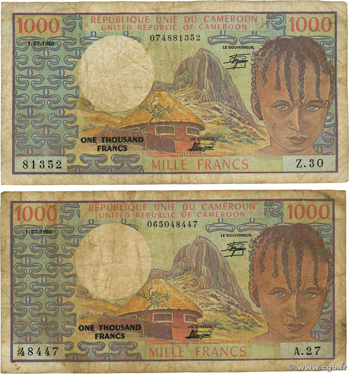 1000 Francs CAMERúN  1980 P.16c RC+