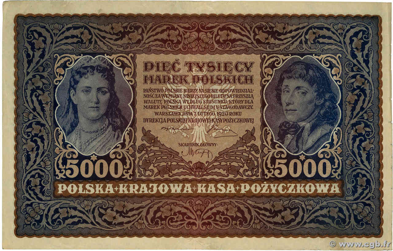 5000 Marek POLOGNE  1920 P.031 TTB+