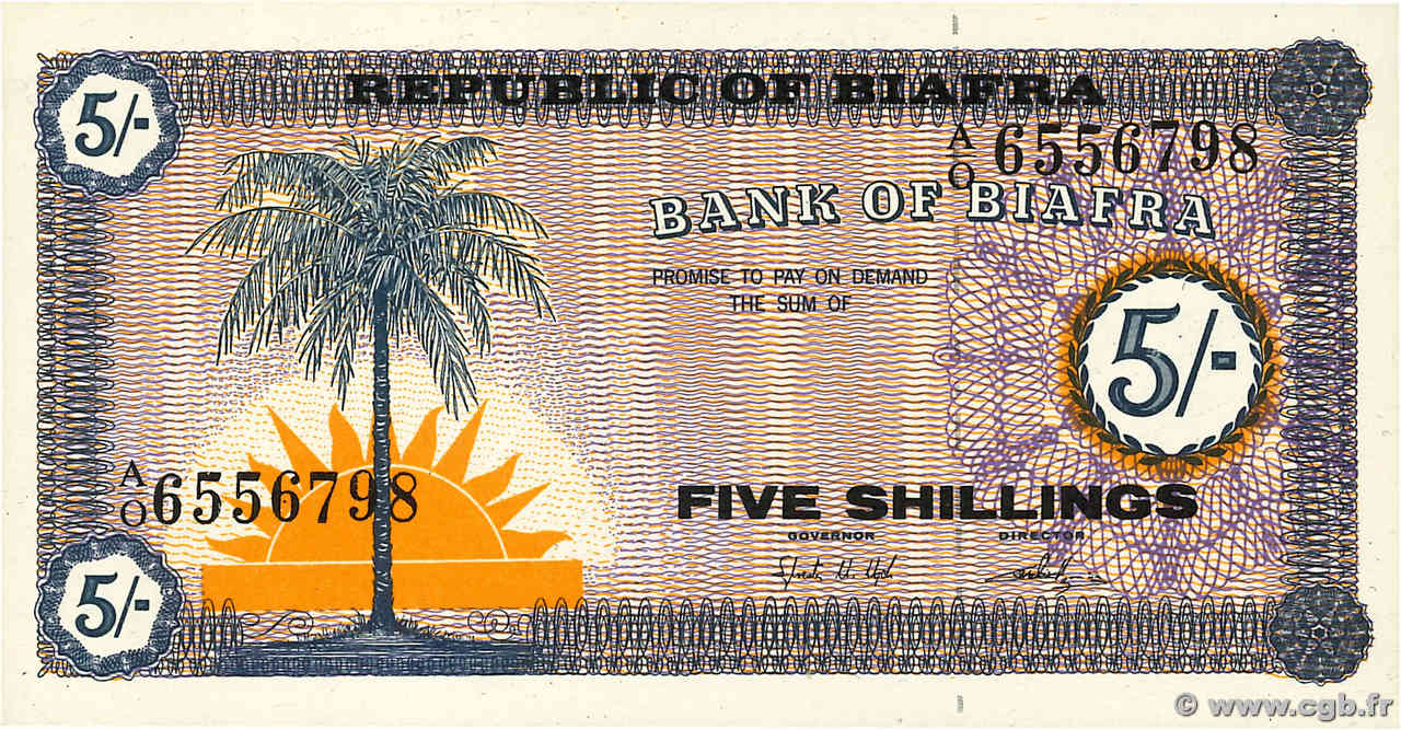 5 Shillings BIAFRA  1967 P.01a ST