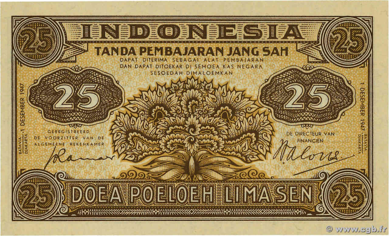 25 Sen INDONESIEN  1947 P.032 ST