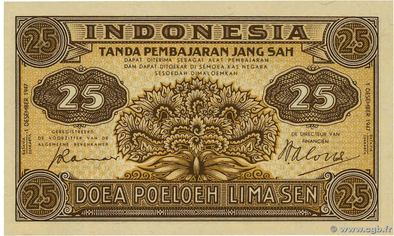 25 Sen INDONESIEN  1947 P.032 ST