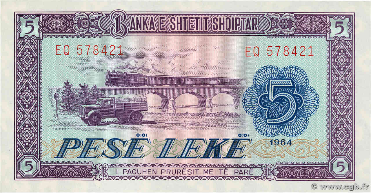 5 Lekë ALBANIEN  1964 P.35a ST