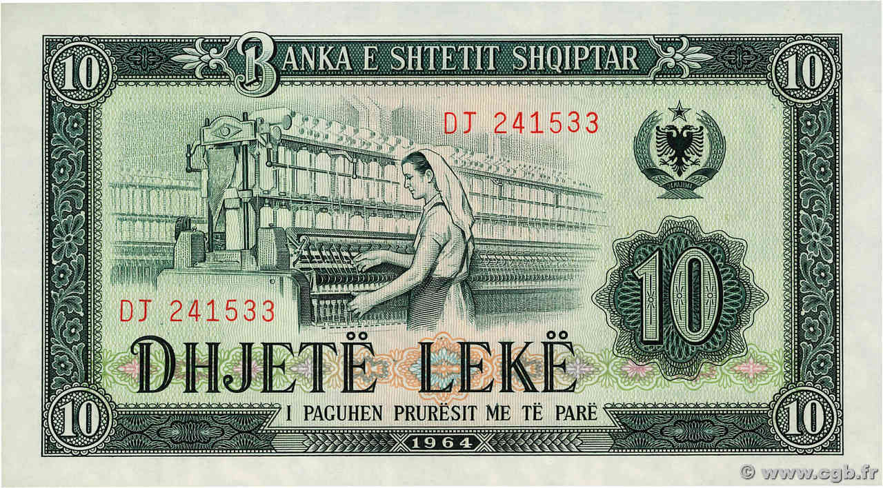 10 Lekë ALBANIEN  1964 P.36a fST+