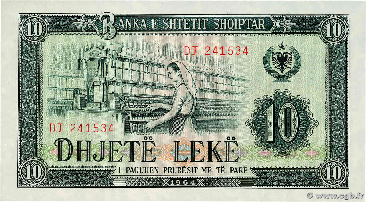 10 Lekë ALBANIA  1964 P.36a SC+