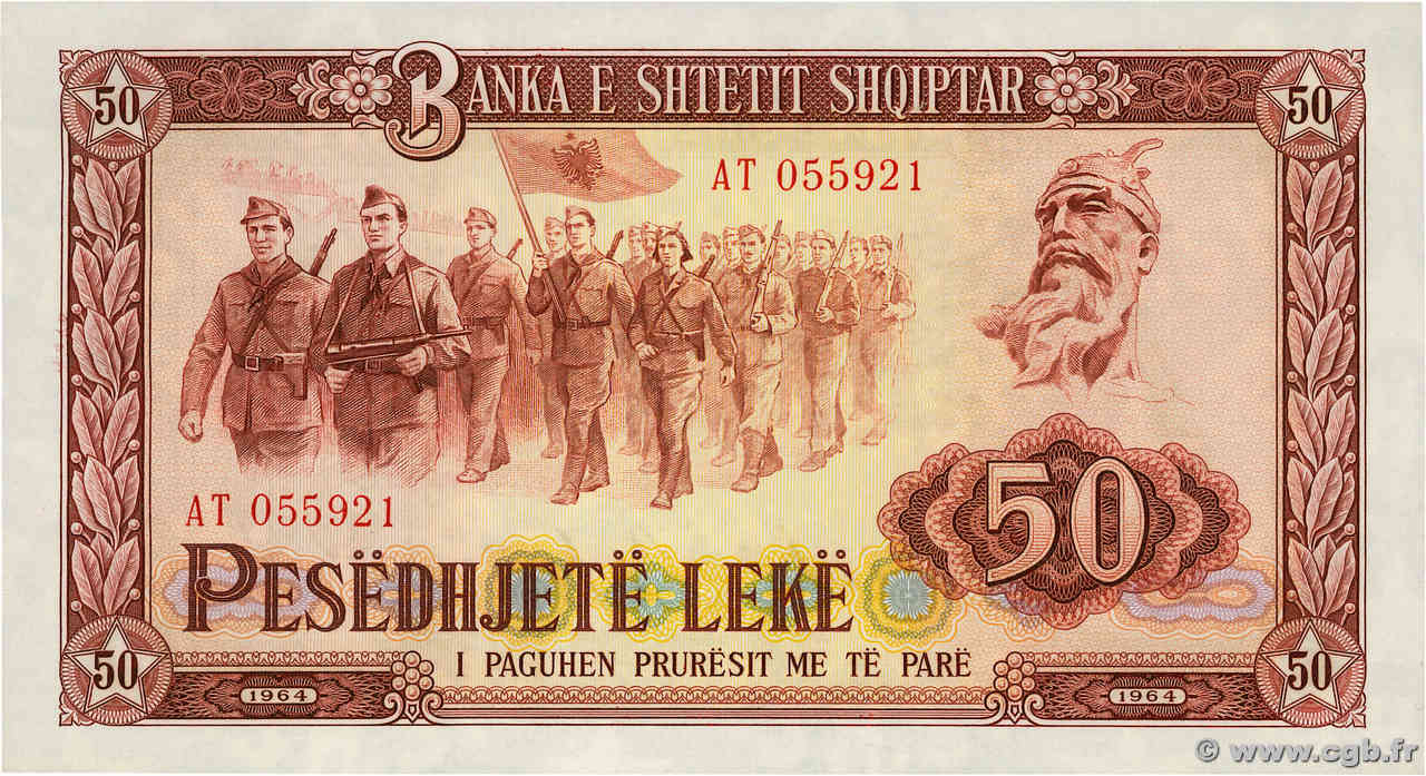 50 Lekë ALBANIA  1964 P.38a XF