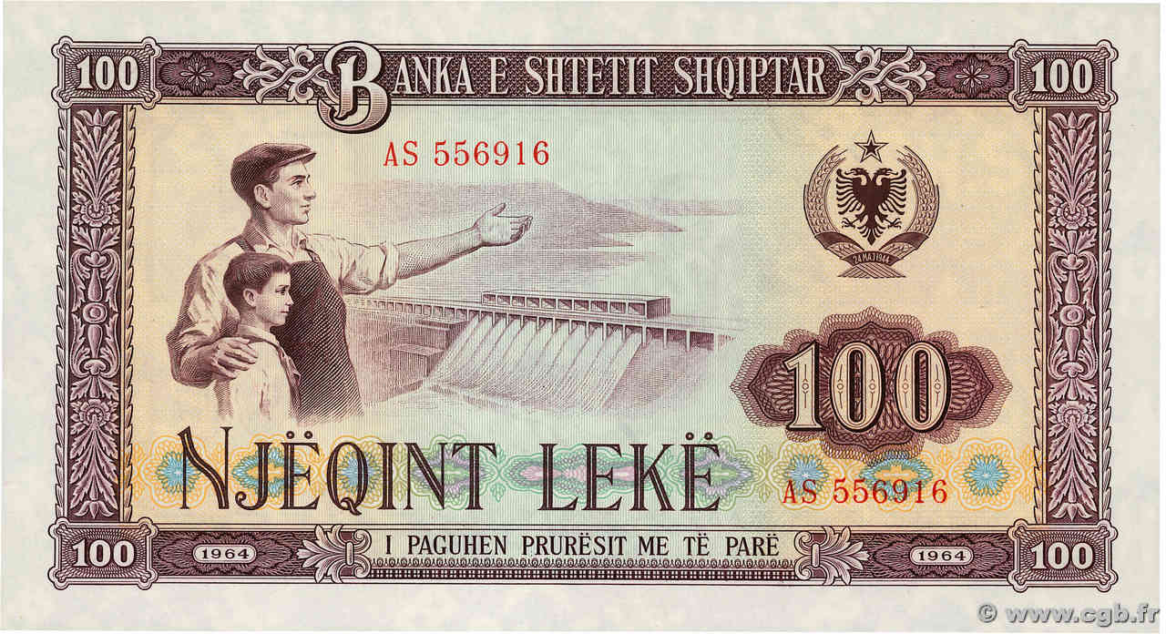 100 Lekë ALBANIE  1964 P.39a pr.NEUF