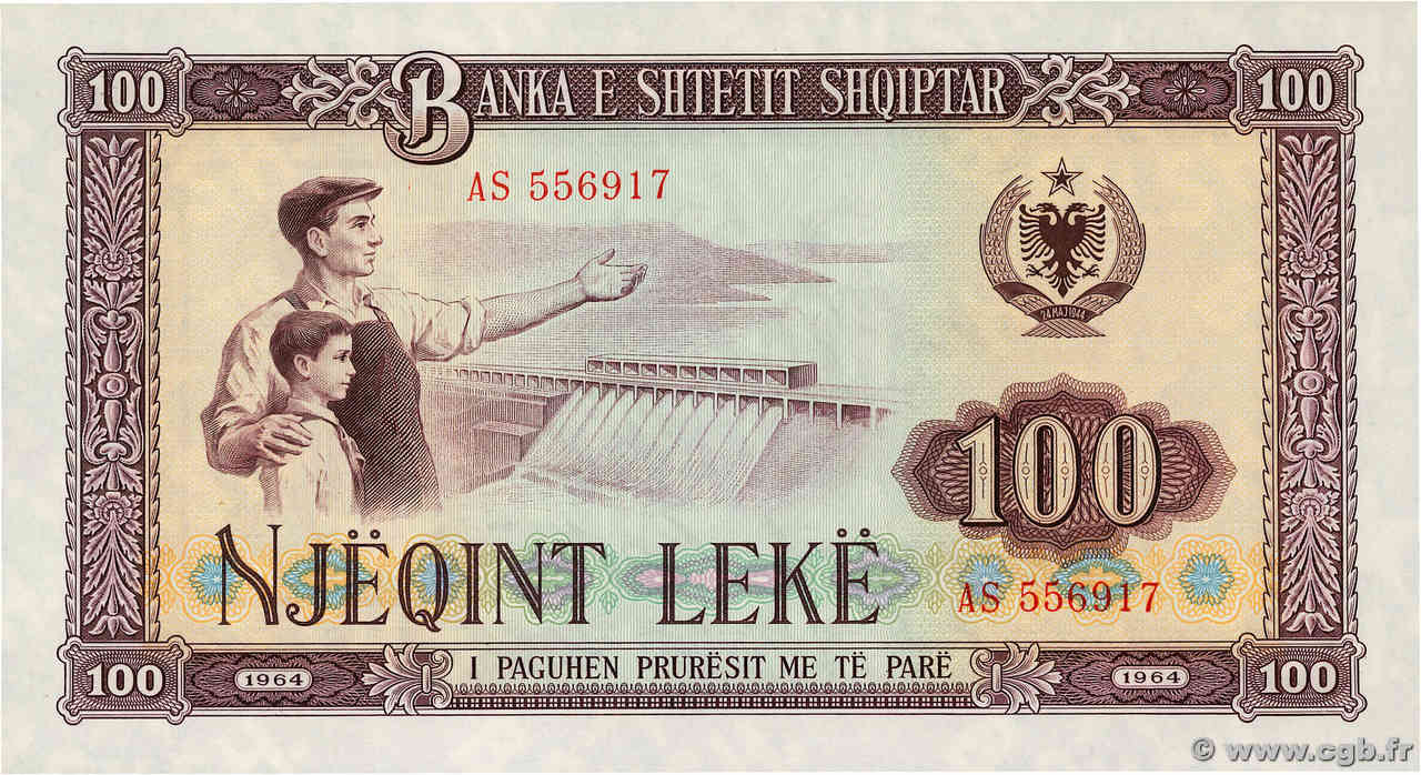 100 Lekë ALBANIA  1964 P.39a q.FDC