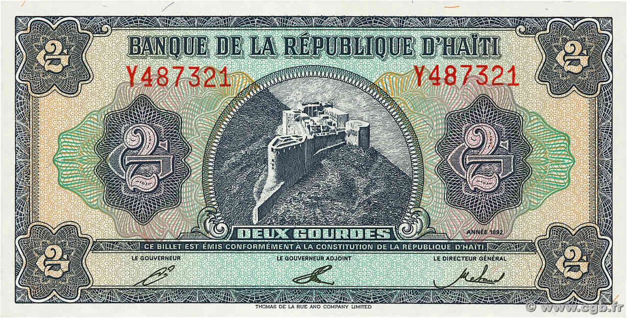 2 Gourdes HAITI  1992 P.260a AU