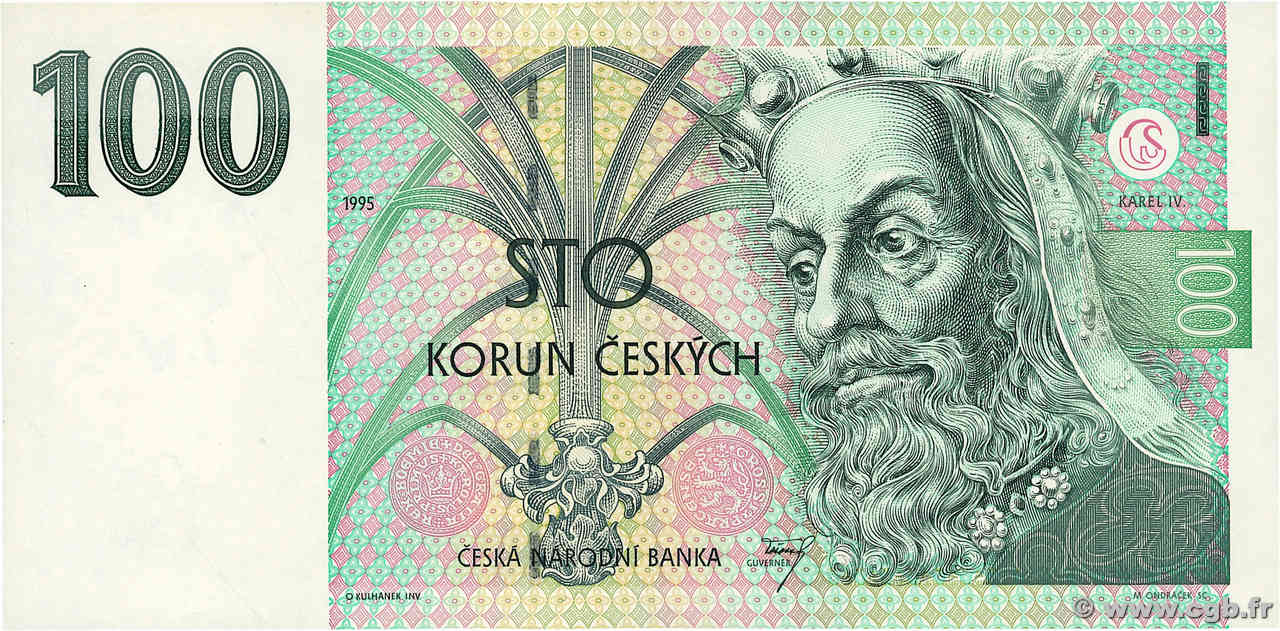 100 Korun CZECH REPUBLIC  1995 P.12 XF+