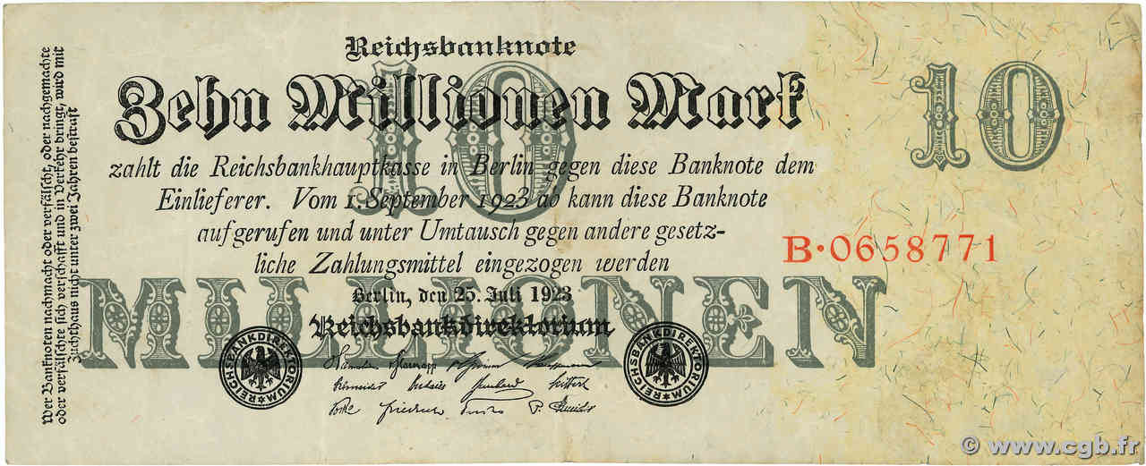 10 Millions Mark ALLEMAGNE  1923 P.096 TB+