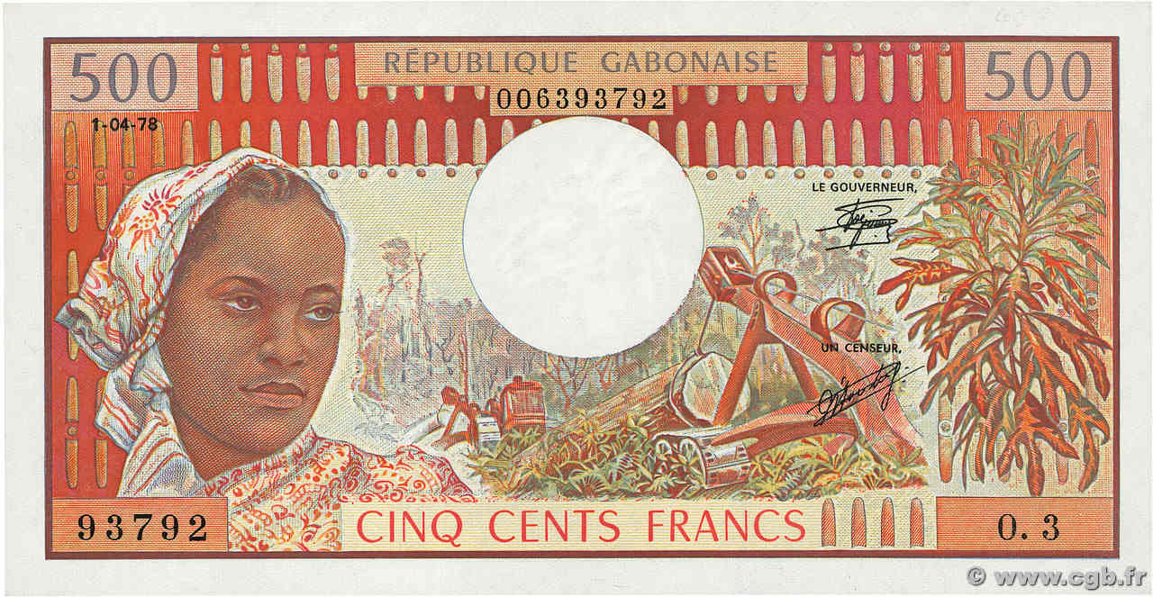 500 Francs GABON  1978 P.02b UNC-