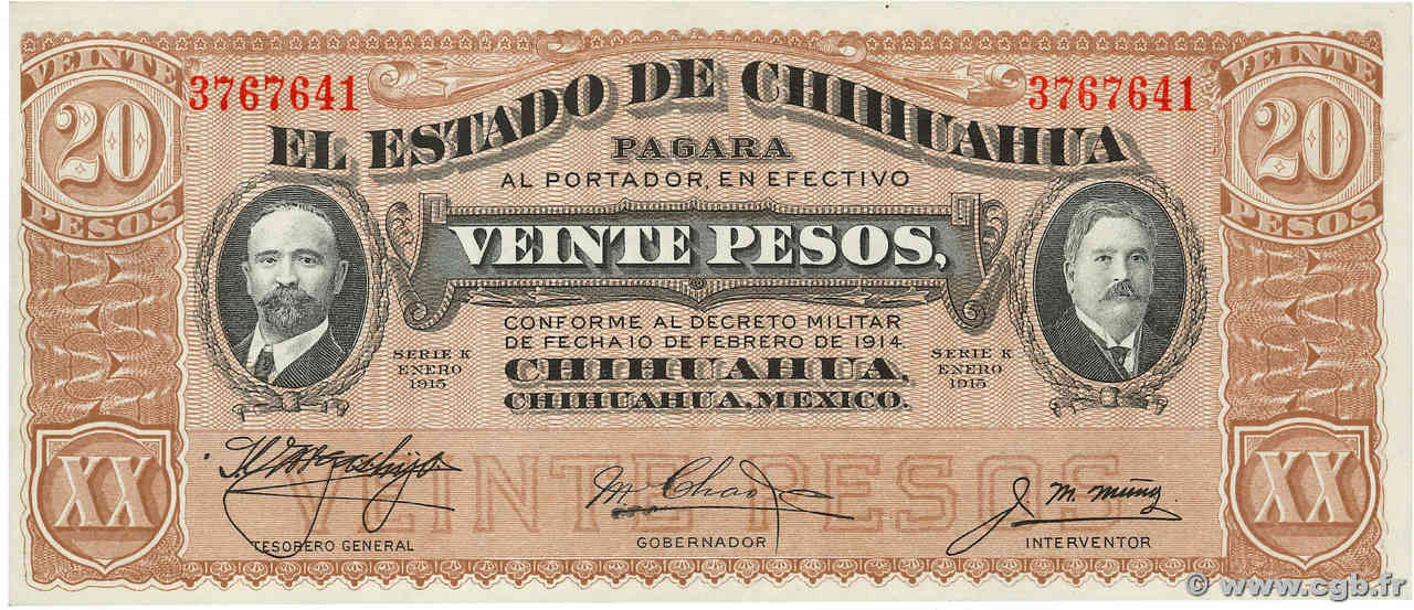 20 Pesos MEXIQUE  1915 PS.0537b NEUF