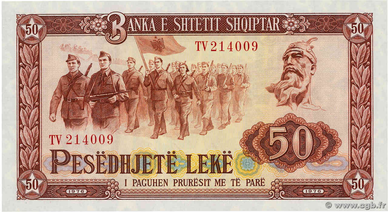 50 Lekë ALBANIEN  1976 P.45b fST+