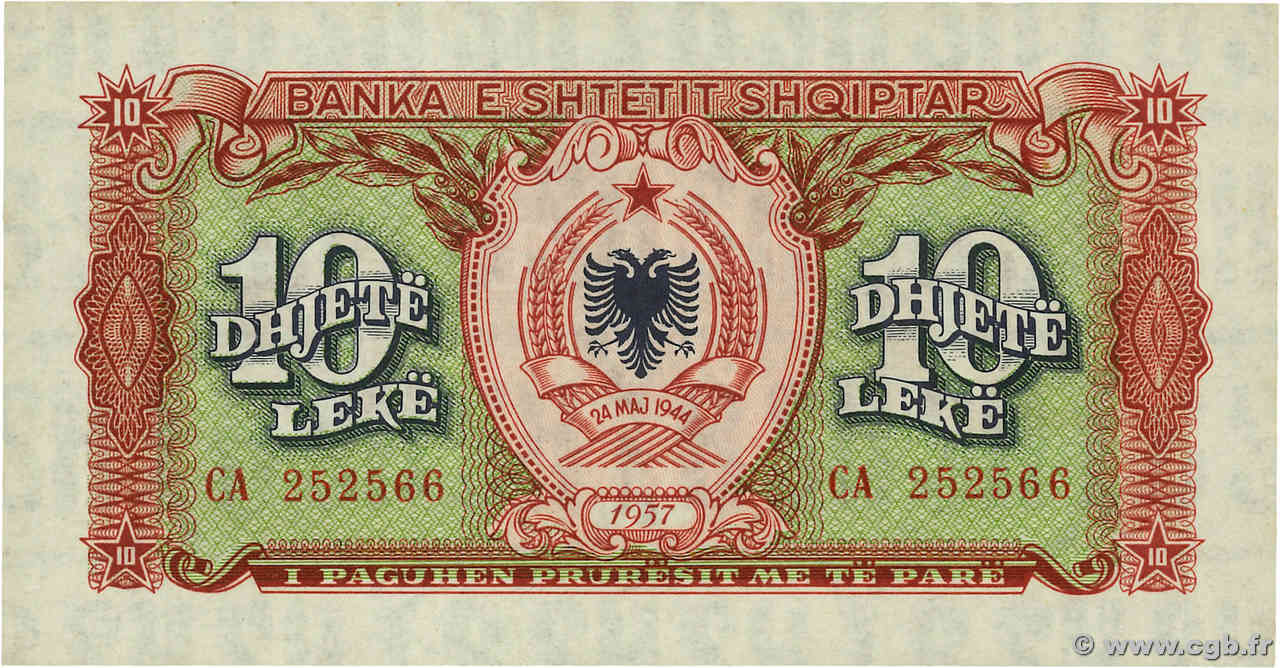 10 Lekë ALBANIA  1957 P.28a q.FDC
